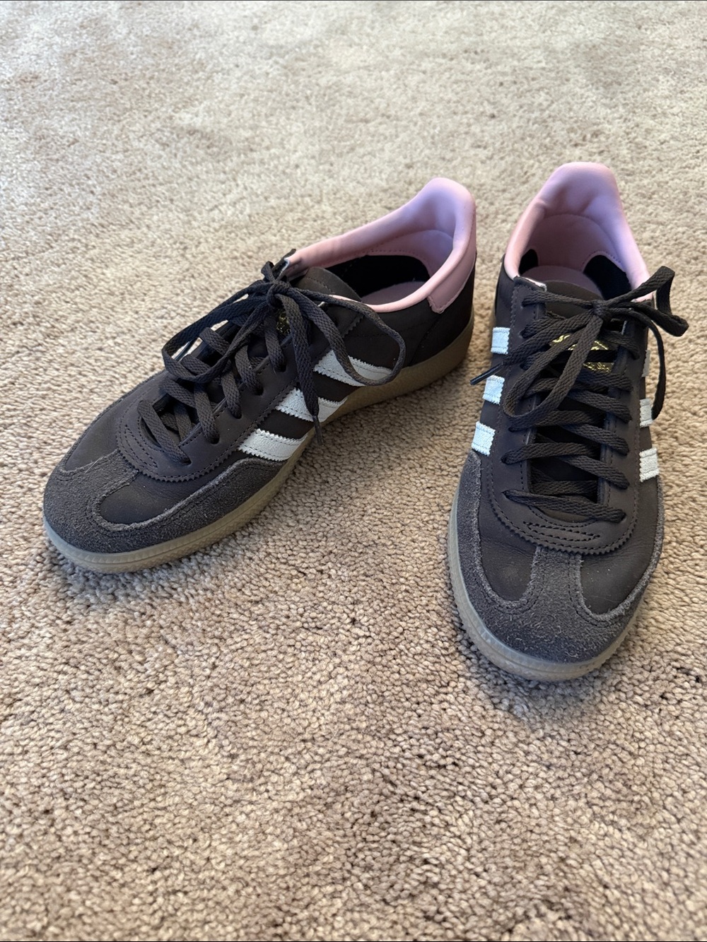 Adidas Originals Handball Spezial Dark Brown/Aluminum/Pink Women Size 7
